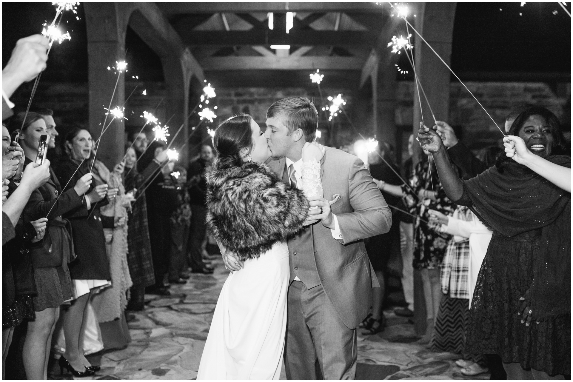 Sparkler Send Off Monte Sano Lodge Fall Winter Wedding - Huntsville Wedding Photographer