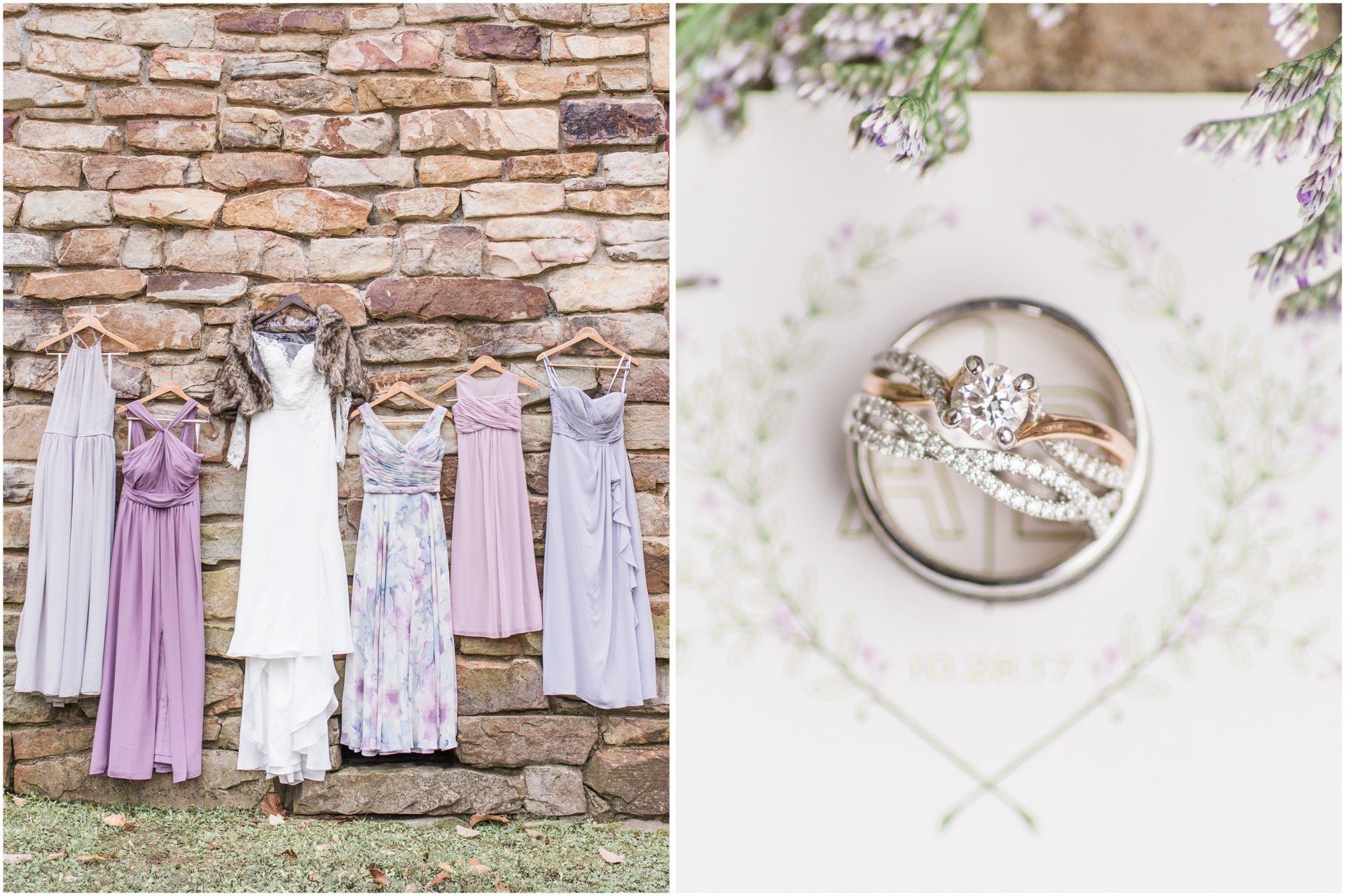 Lavender Purple Grey Bridesmaids Dresses Fall Wedding 
