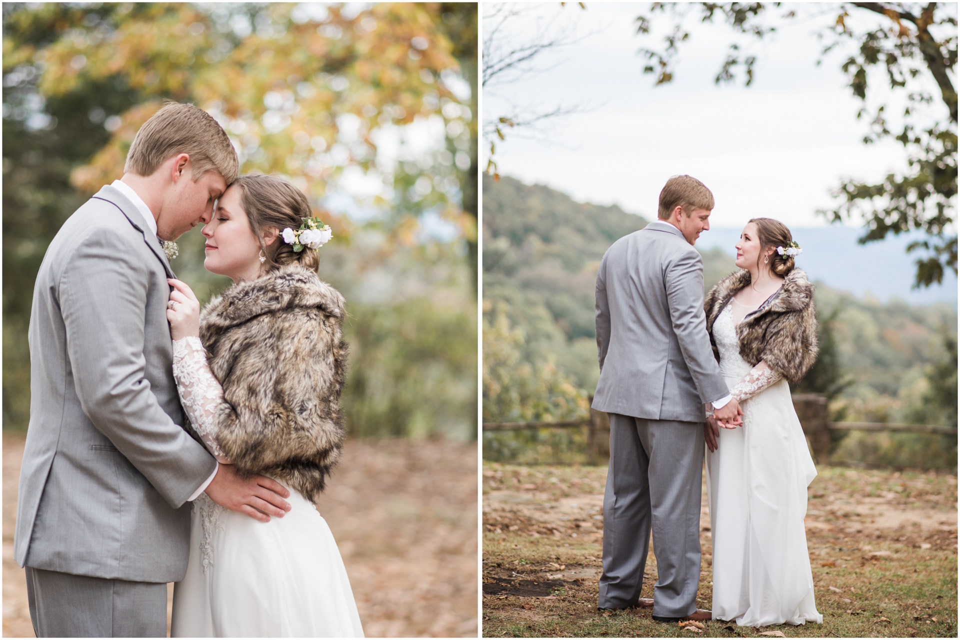 Bride in Faux Fur Jacket during Cold Weather Portraits