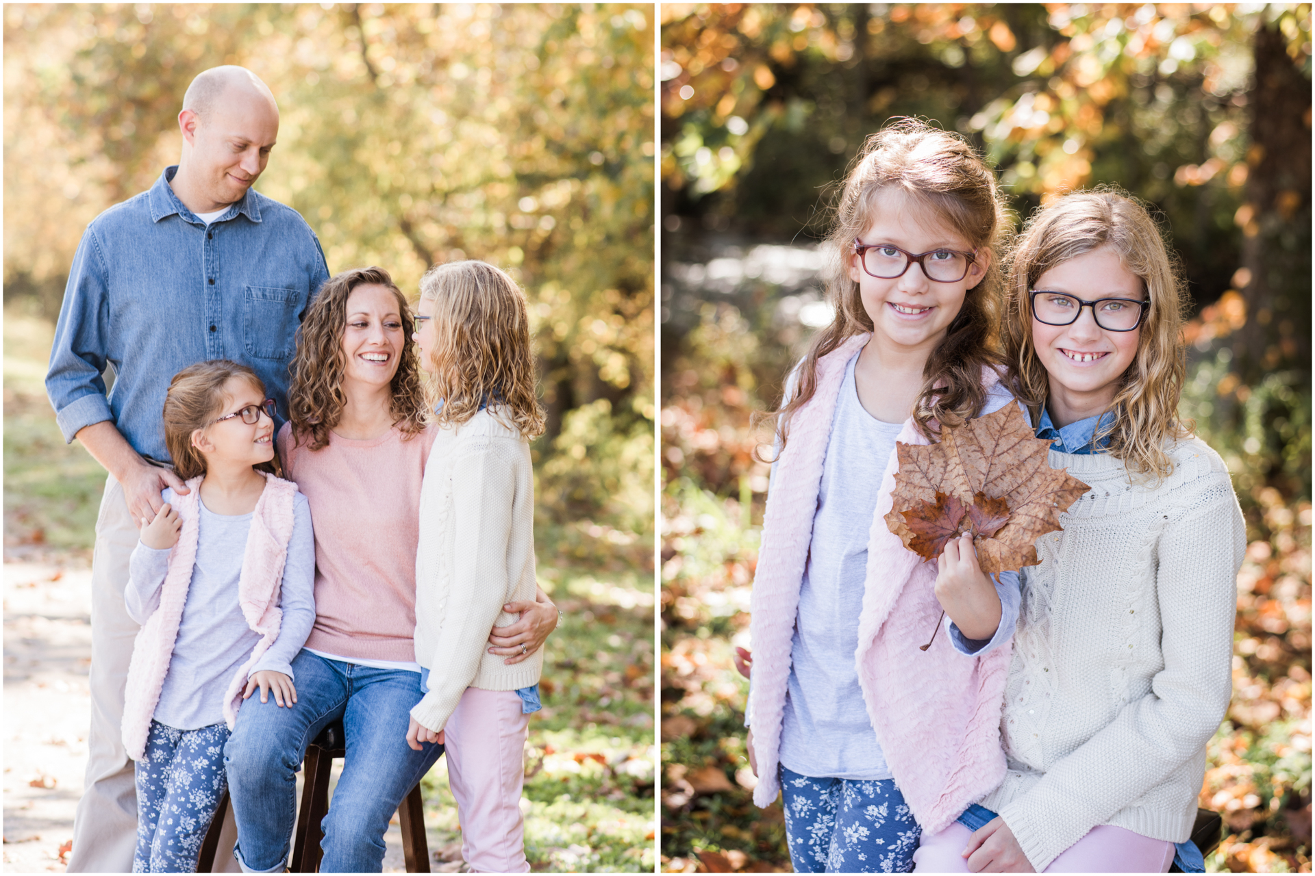 Family of Four - Autumn Family Session - kids photographed with glasses