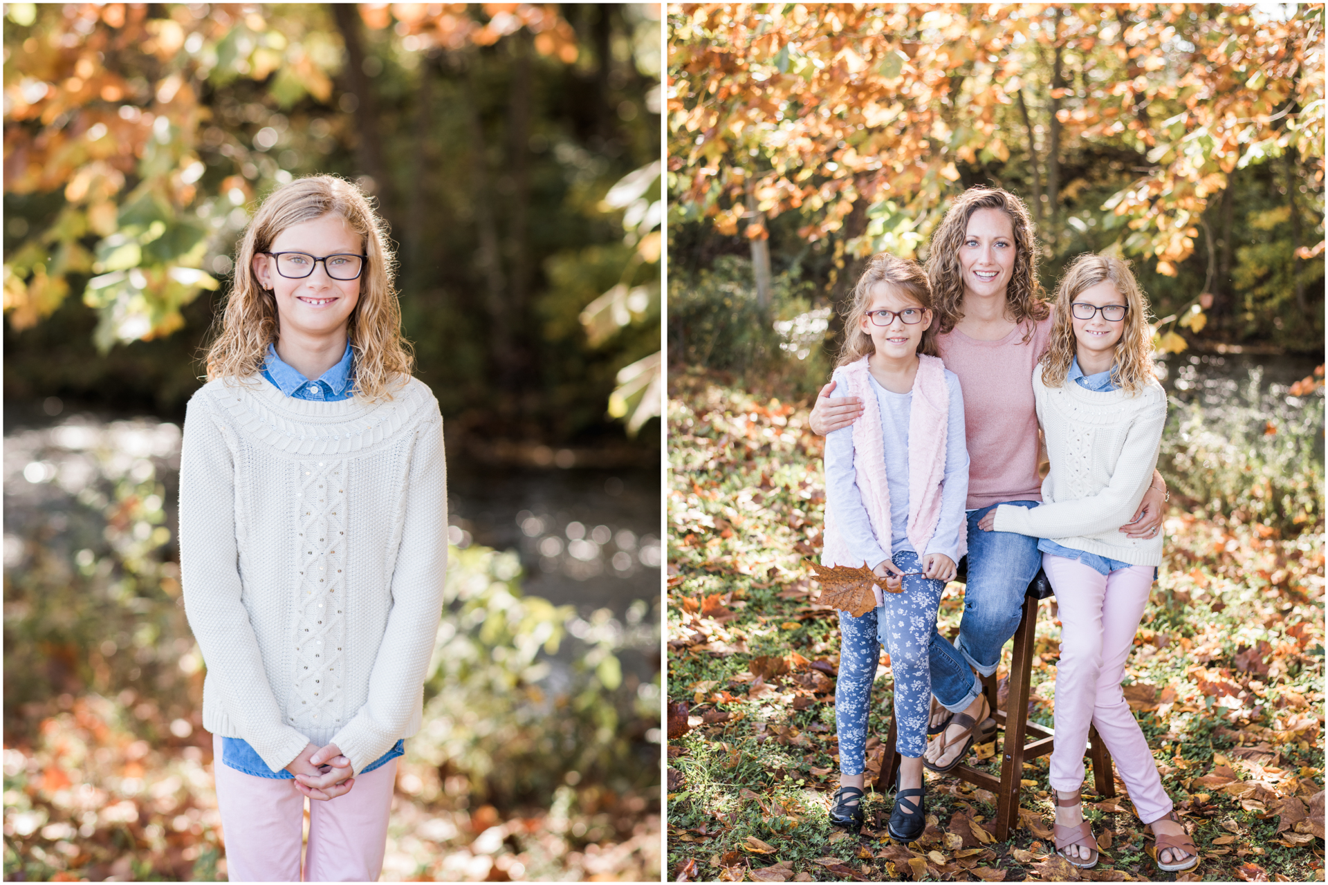 Swan Creek Photo Session - Mommy and Me - Mother with daughters - Autumn Leaves