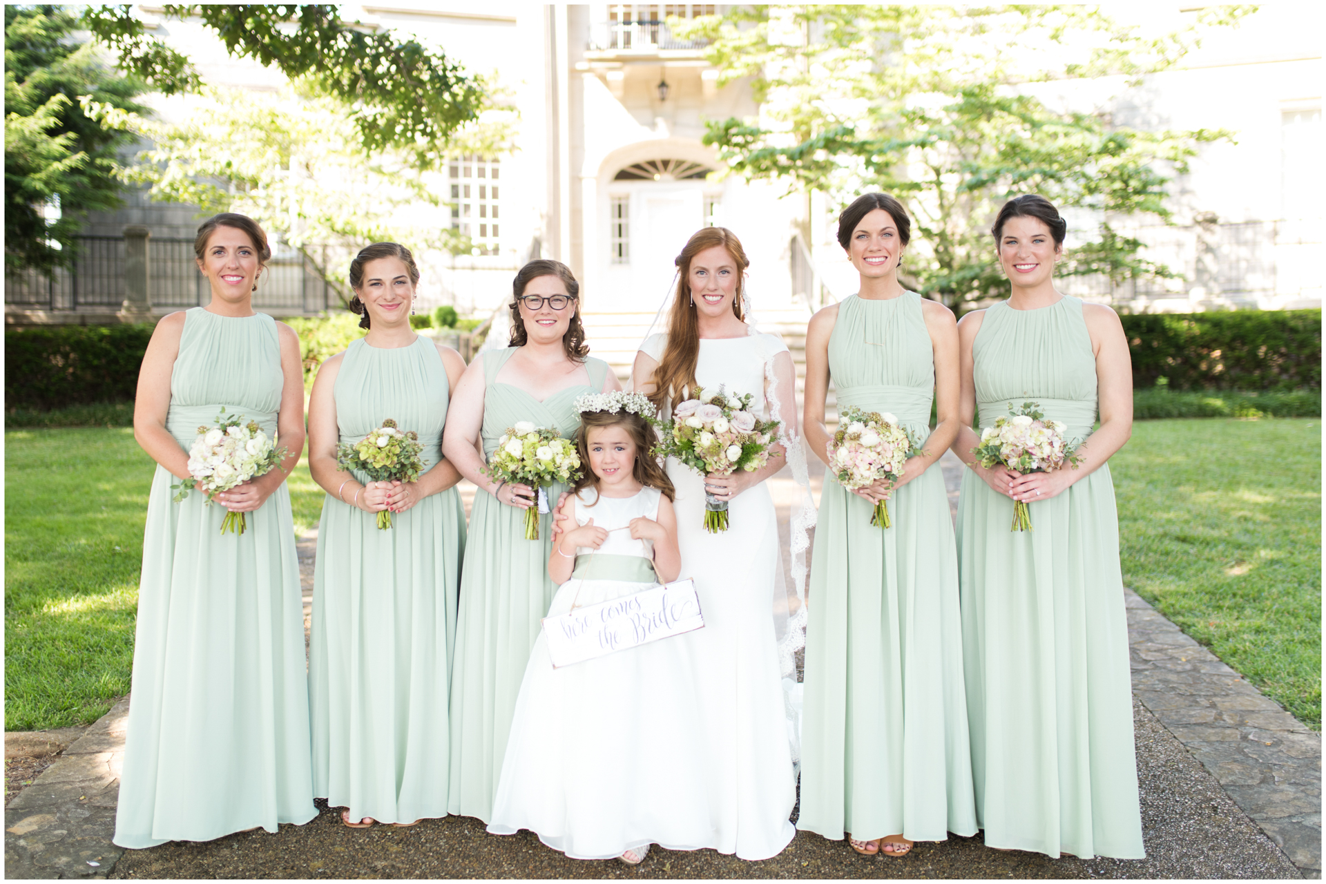 burritt mansion bridesmaids in sage green Huntsville Alabama 