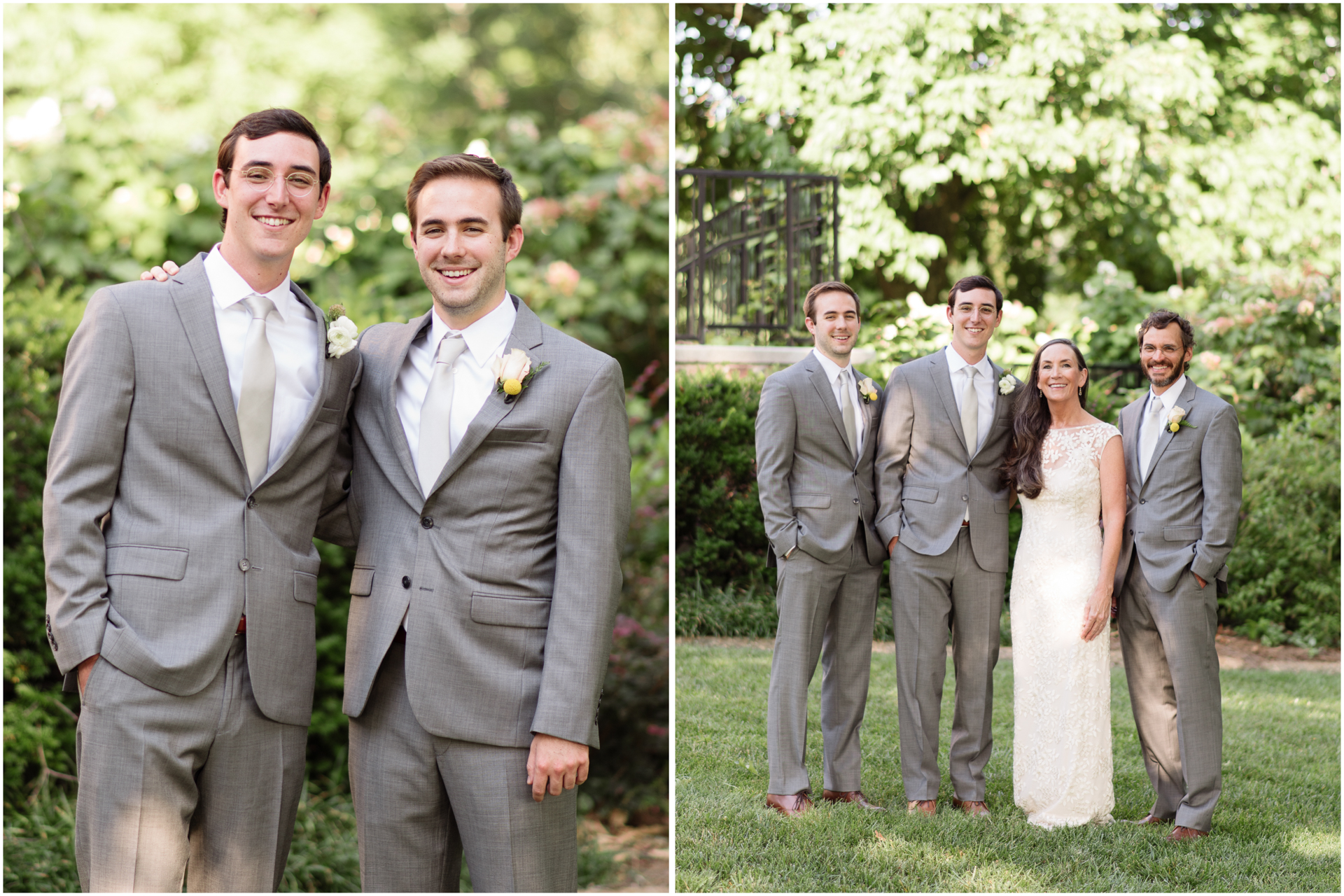 grooms family in grey suits