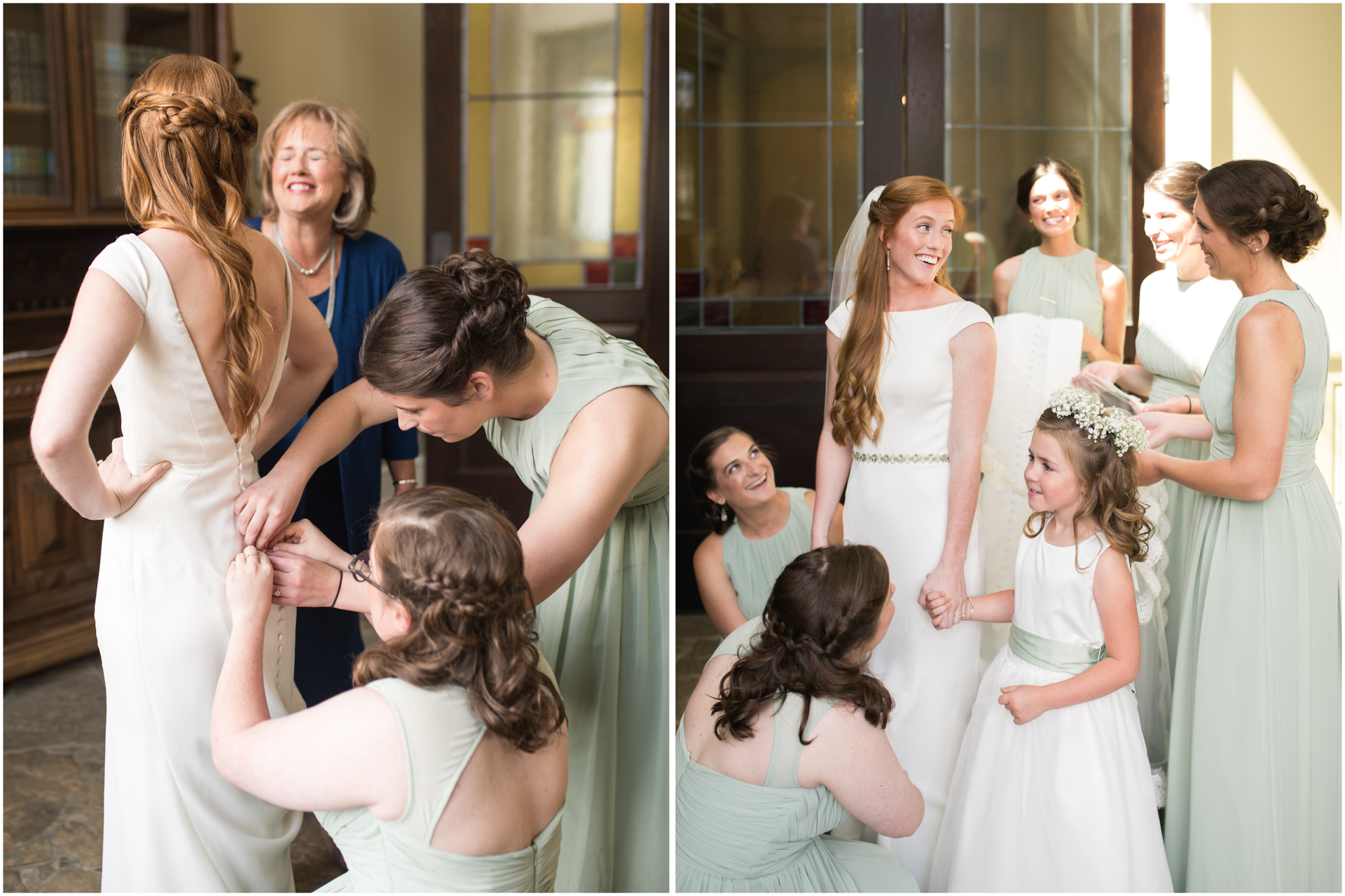 Burritt on the Mountain lobby bride getting ready with bridesmaids