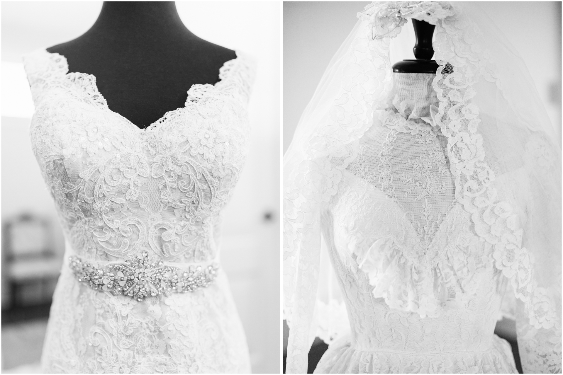 Black and White images of wedding gown - mother of the brides wedding gown