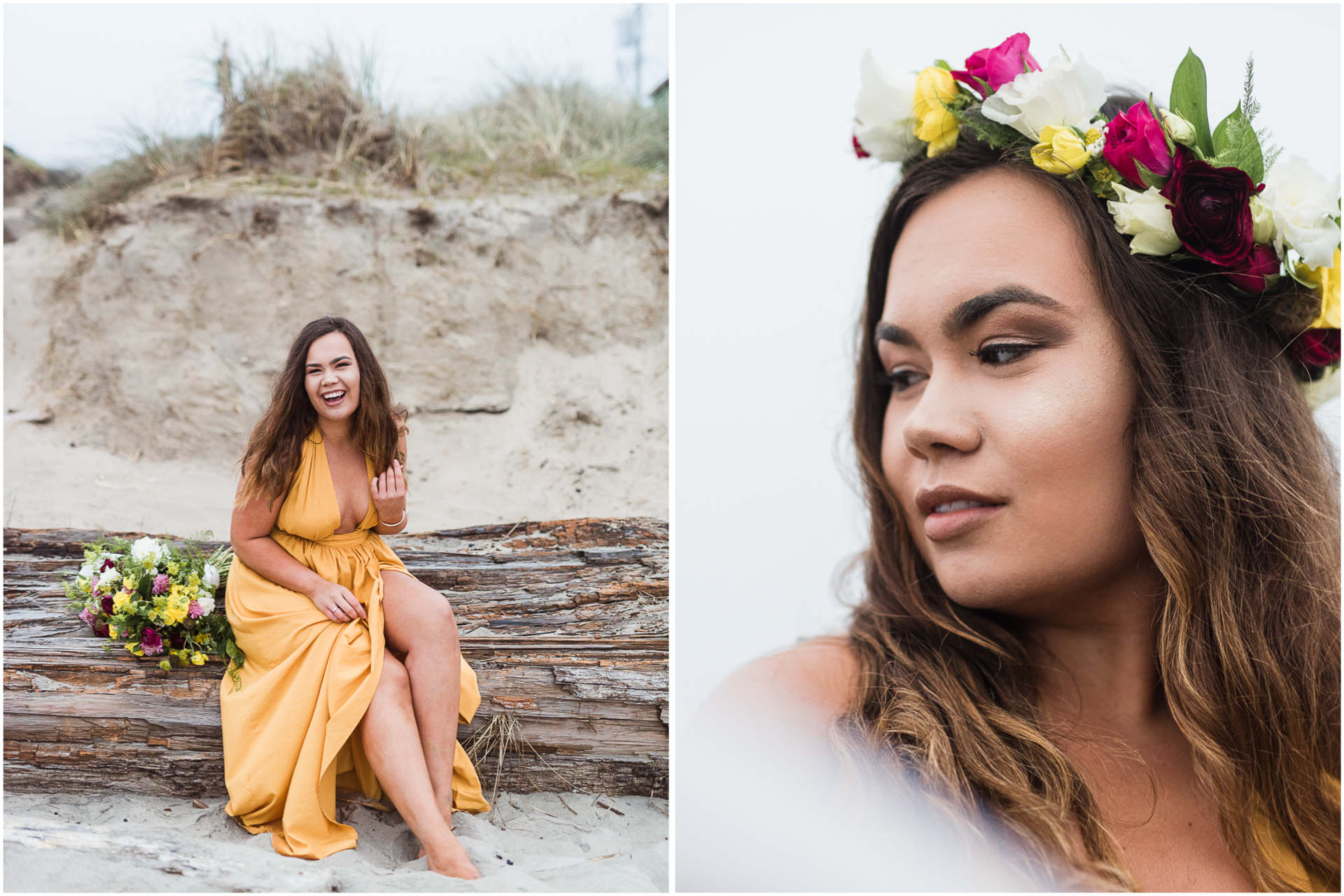 flower crown - bride on the beach