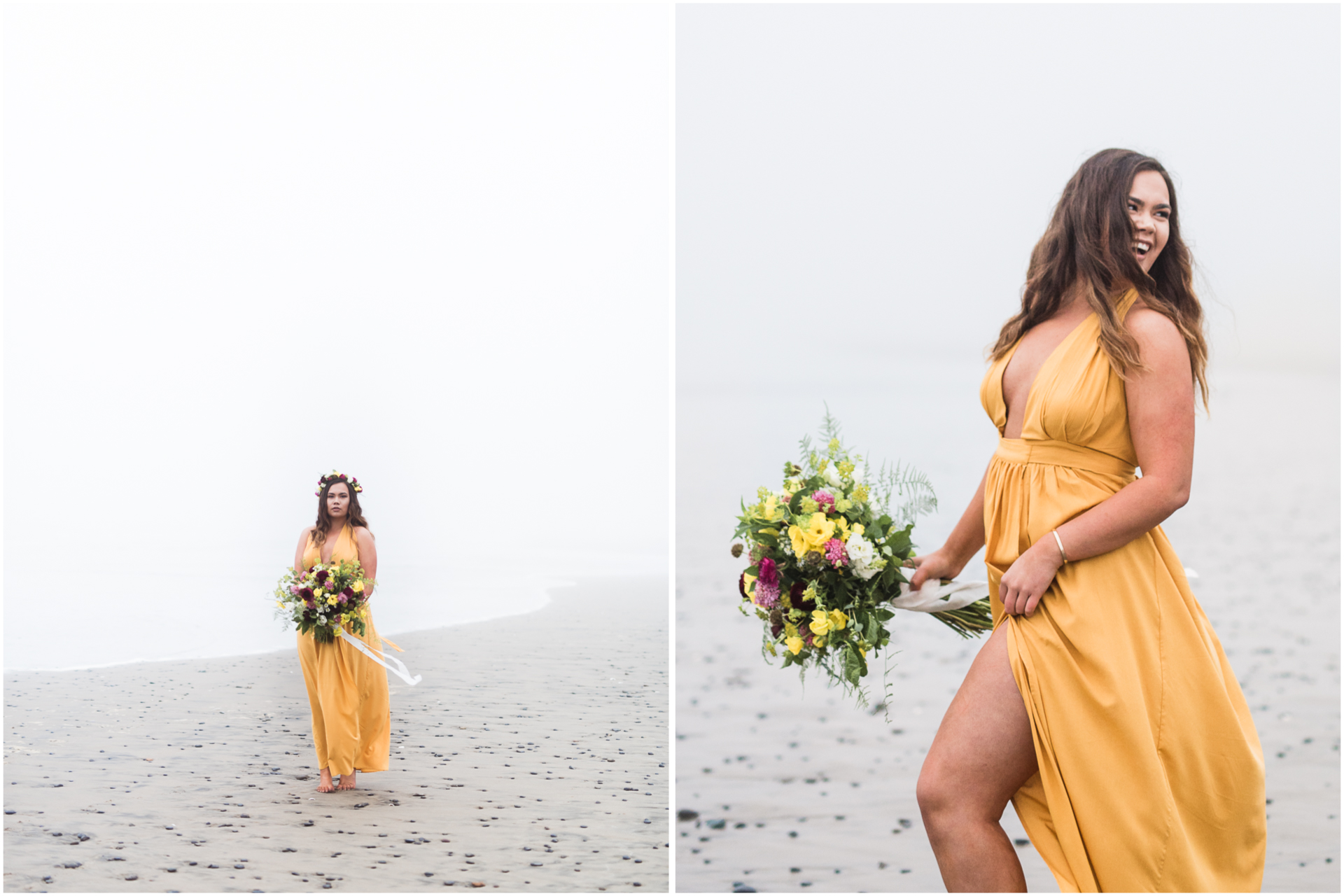 Bridesmaids in Yellow Dress - Laughing - wild flower bouquet - Huntsville Wedding Photography