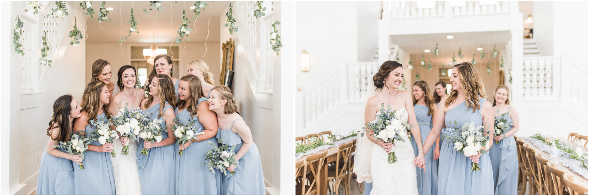 Blue bridesmaids dresses - Indoor portrait - Harvest Hollow