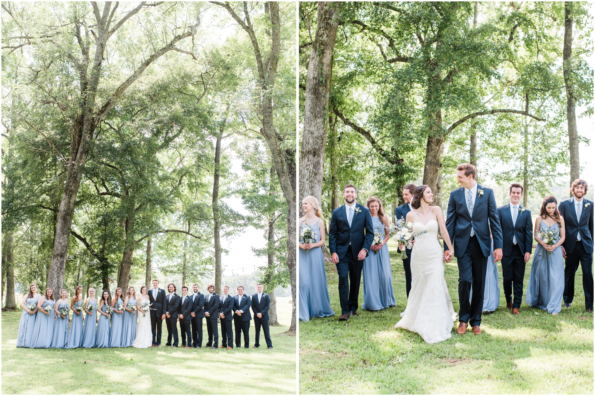 Slate Blue bridal party - navy groomsmen - outdoor Alabama wedding