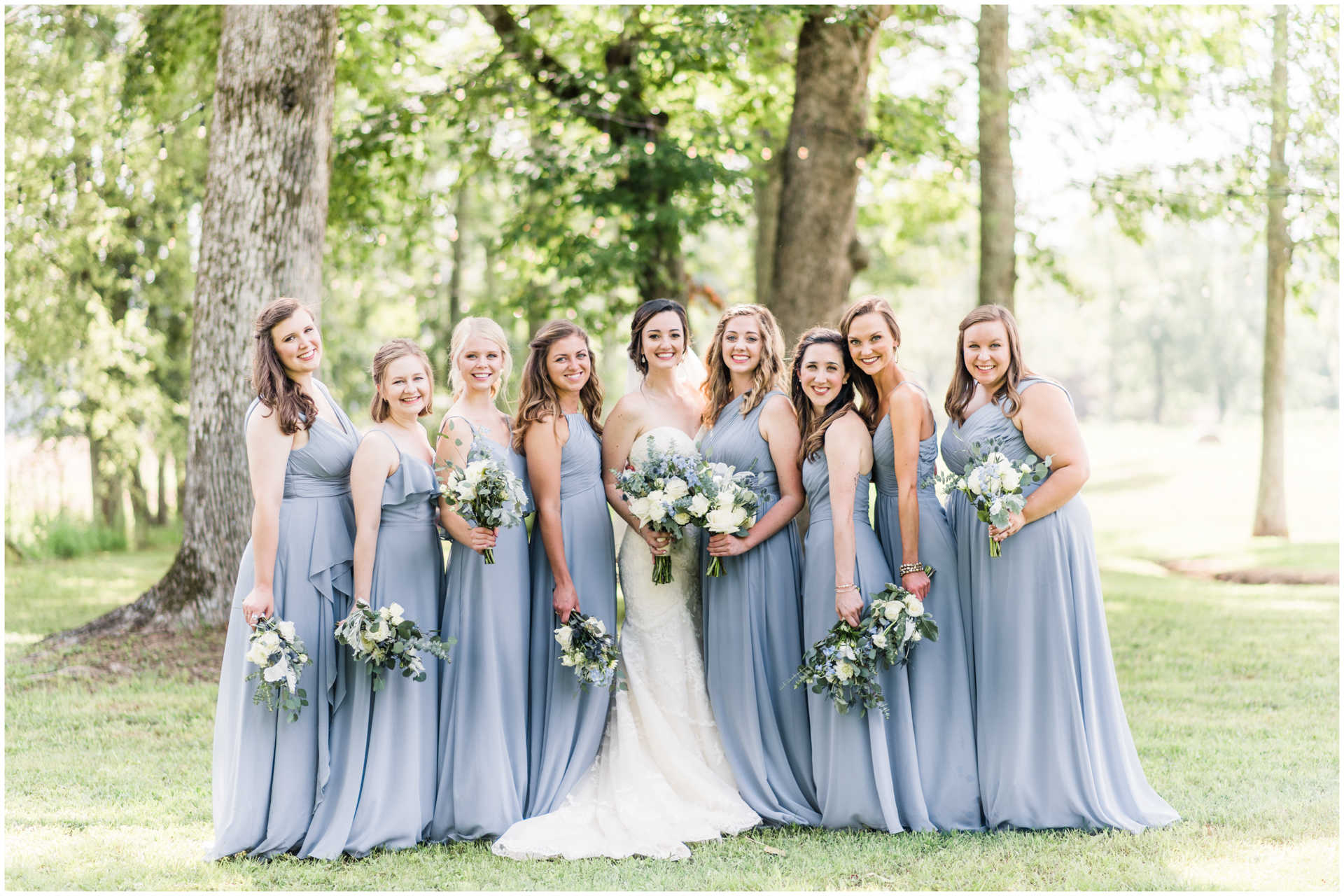 Dusty Blue Slate Blue Bridesmaids Dresses Portrait - Harvest Hollow Wedding - Huntsville Alabama