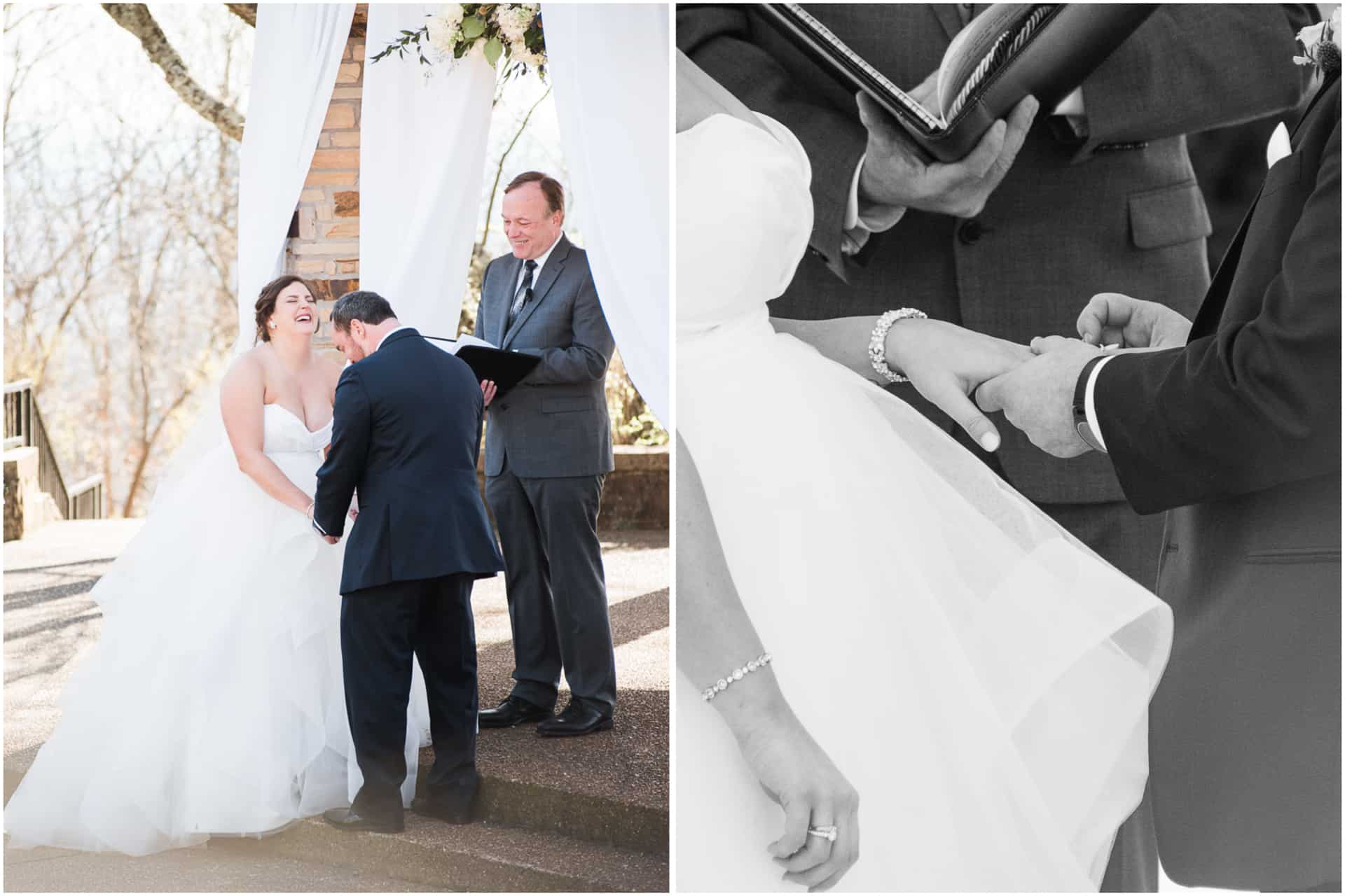 21 Burritt On The Mountain Winter Wedding Gazebo Ceremony Vows Exchanging Rings