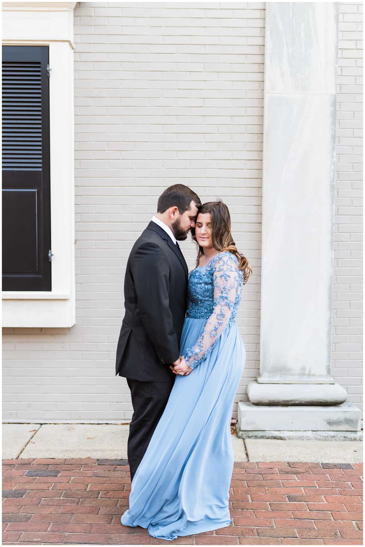 formal-fall-engagement-session-ble-dress-blowing-in-the-wind