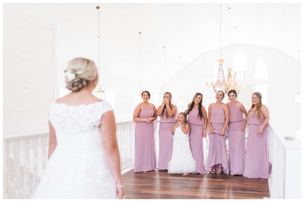 bridesmaids-first-look-with-bride Harvest Hollow Venue and Farm
