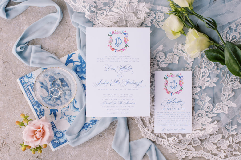 Chinoiserie Inspired Wedding - Ice 
Blue Pink Yellow Color Flatlay-3