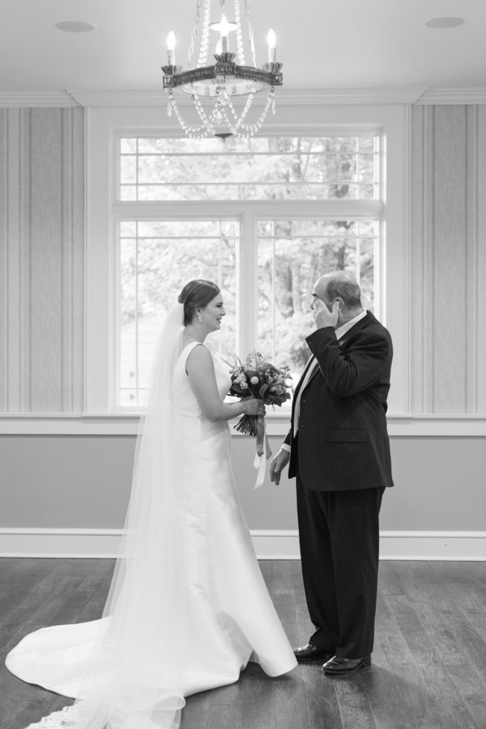 First Look with the Father of the bride inside Baron bluff Huntsville alabama