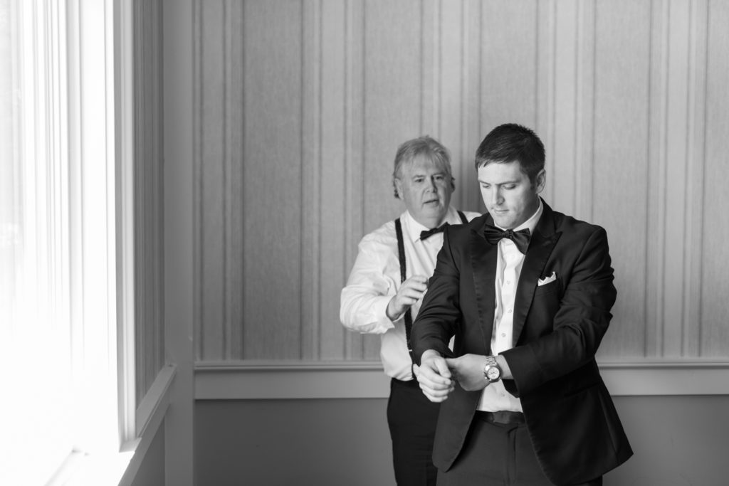 Groom getting ready with his father on wedding day - Baron Bluff Wedding-1